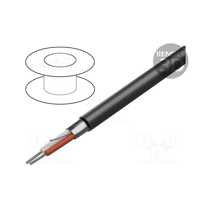 5 m x TASKER - TSK1050 CPR CCA - Wire: microphone cable, 2x0.35mm2, black, tinned,OFC, -20÷70°C