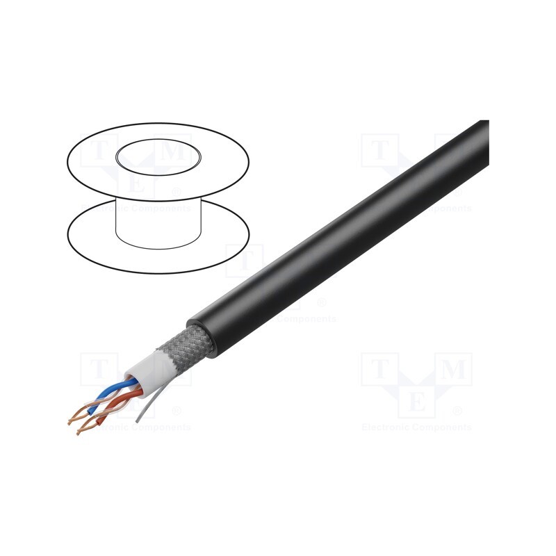 5 m x TASKER - C287 BLACK - Wire: microphone cable, 2x2x0.22mm2, black, OFC, -15÷70°C, PVC