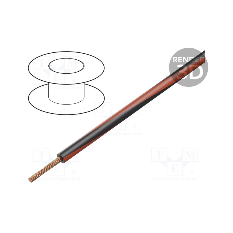5 m x LAPP - 4512213S - Wire, X05V-K, stranded, Cu, 1mm2, PVC, black-red, 300V,500V, Class: 5