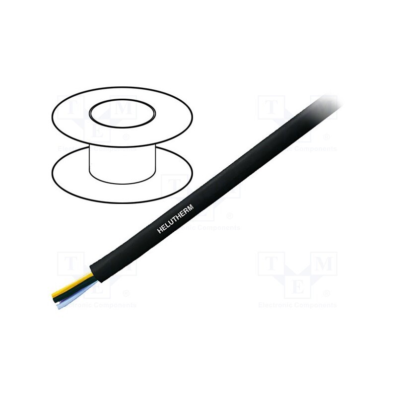 5 m x HELUKABEL - 24013 - Wire, HELUTHERM® 120, 4G0.75mm2, stranded, Cu, PVC, black
