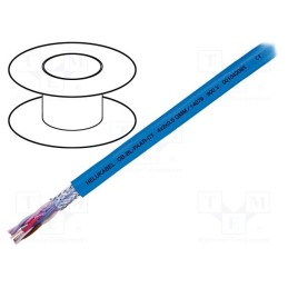 5 m x HELUKABEL - 14077 - Wire, OB-BL-PAAR-CY, 2x2x0.5mm2, shielded,tinned copper braid