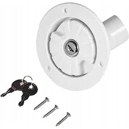 Water plug for a camper with a gravity lock