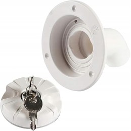 Water plug for a camper with a gravity lock