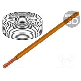 5 m x HELUKABEL - 15709 - Wire, LifY, 1x1.5mm2, stranded, Cu, PVC, orange, 450V,750V, -15÷80°C