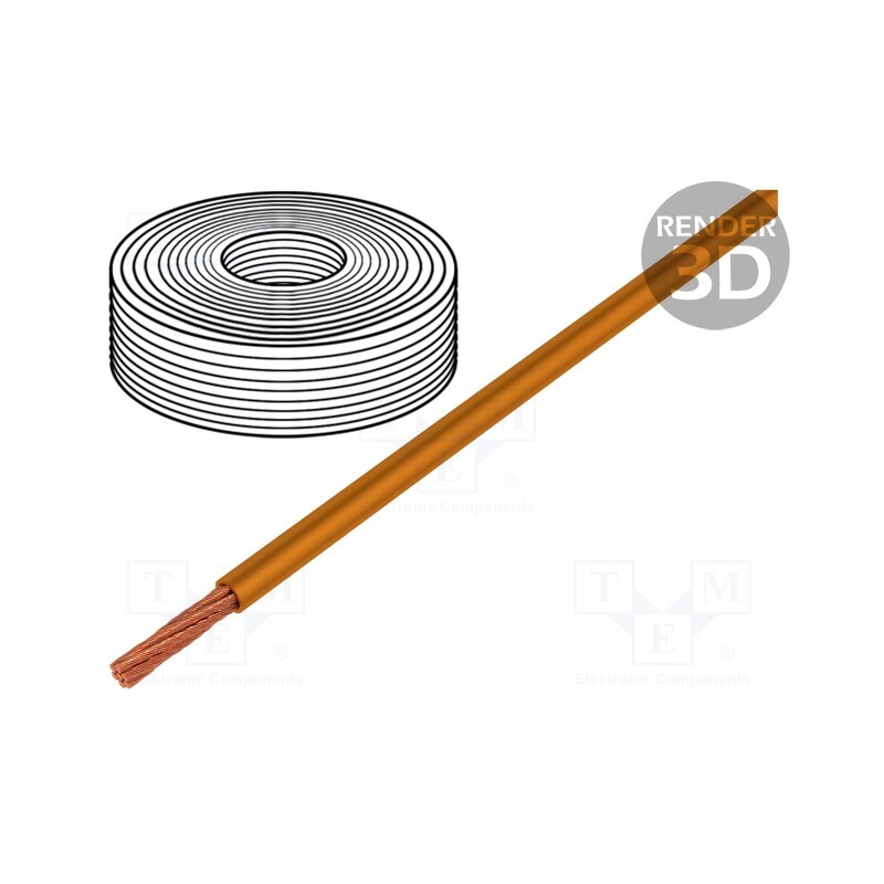 5 m x HELUKABEL - 15709 - Wire, LifY, 1x1.5mm2, stranded, Cu, PVC, orange, 450V,750V, -15÷80°C