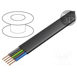 5 m x HELUKABEL - 27002 - Wire, H07VVH6-F,PVC-Flach, 5G1.5mm2, unshielded, 450V,750V, Cu