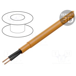 5 m x HELUKABEL - 22001 - Wire, PUR-ORANGE-OZ, 2x0.75mm2, unshielded, 300V,500V, Cu, orange