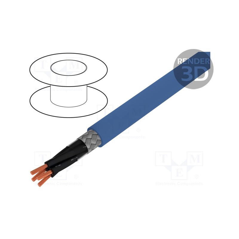 5 m x LAPP - 12660 - Wire, ÖLFLEX® EB CY, 2x1.5mm2, PVC, blue, 300V,500V, CPR: Eca