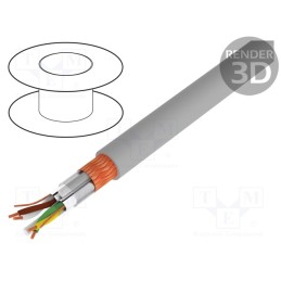 5 m x LAPP - 34040 - Wire, Li-2Y-CY-PIMF, 2x2x0.22mm2, PVC, grey, 250V, flame retardant