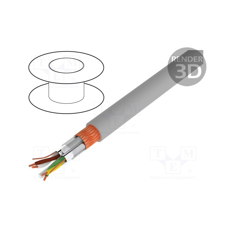 5 m x LAPP - 34040 - Wire, Li-2Y-CY-PIMF, 2x2x0.22mm2, PVC, grey, 250V, flame retardant