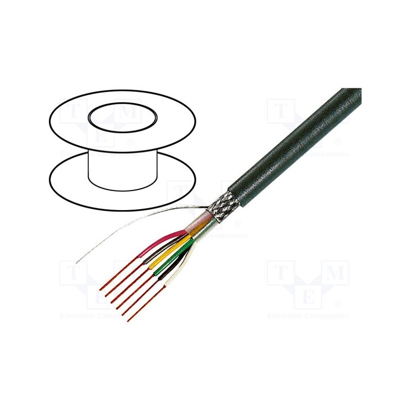 5 m x TASKER - C243 - Wire, 4x0.14mm2, shielded,tinned copper braid, PVC, grey, 49V