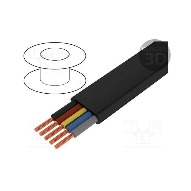 5 m x TKD - 3000642 - Wire, H07VVH6-F, 5G1.5mm2, unshielded, 450V,750V, Cu, stranded