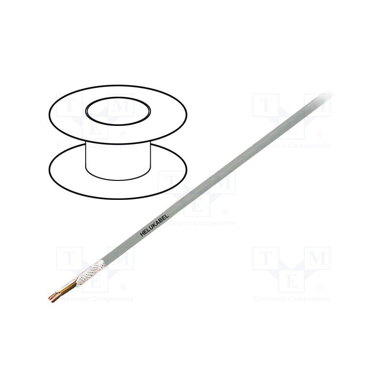 5 m x HELUKABEL - 49607 - Wire: control cable, SUPERTRONIC®-PURO, 4x0.34mm2, PUR, grey, Cu