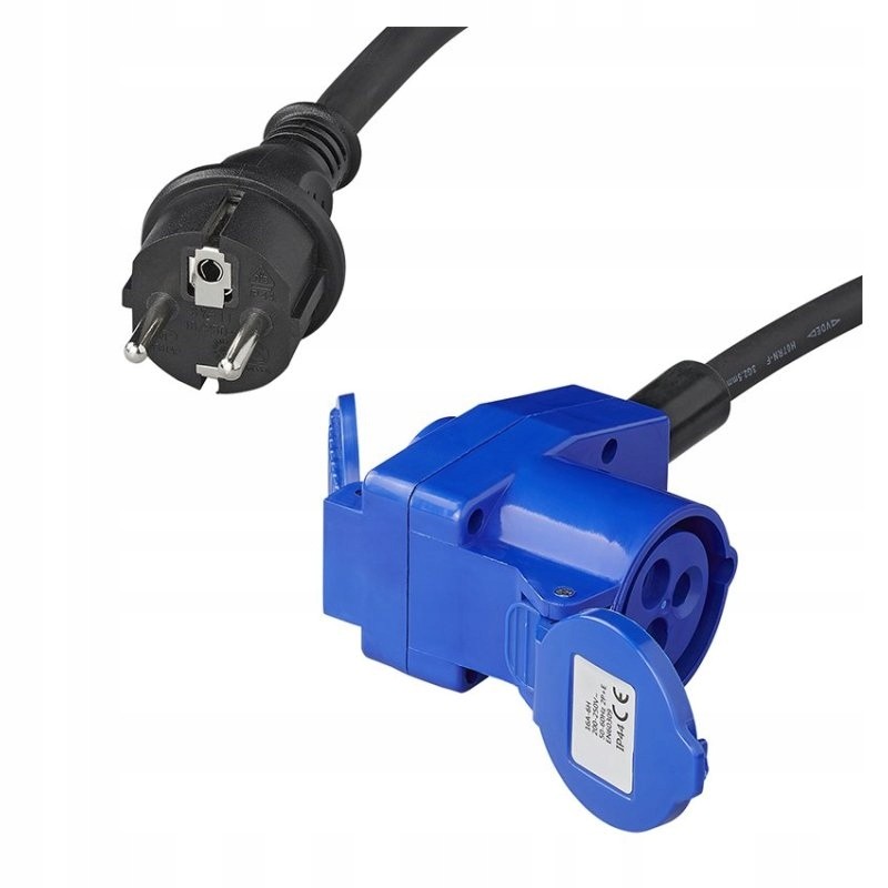 Adapter cee socket plug 230v angled cable