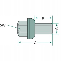 Conical wheel stud bolt, wheel m12x1 5x25 8 8