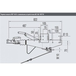 Overrun brake 1600 alcohol, square hook, drawbar 70