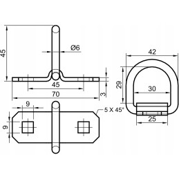 6x strong floor holder for securing a load of 800 kg