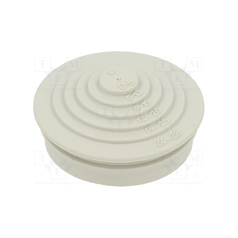 5 pcs x OBO BETTERMANN - EDS M32 LGR - Grommet, elastomer thermoplastic TPE, light grey, Øcable: 0÷28mm