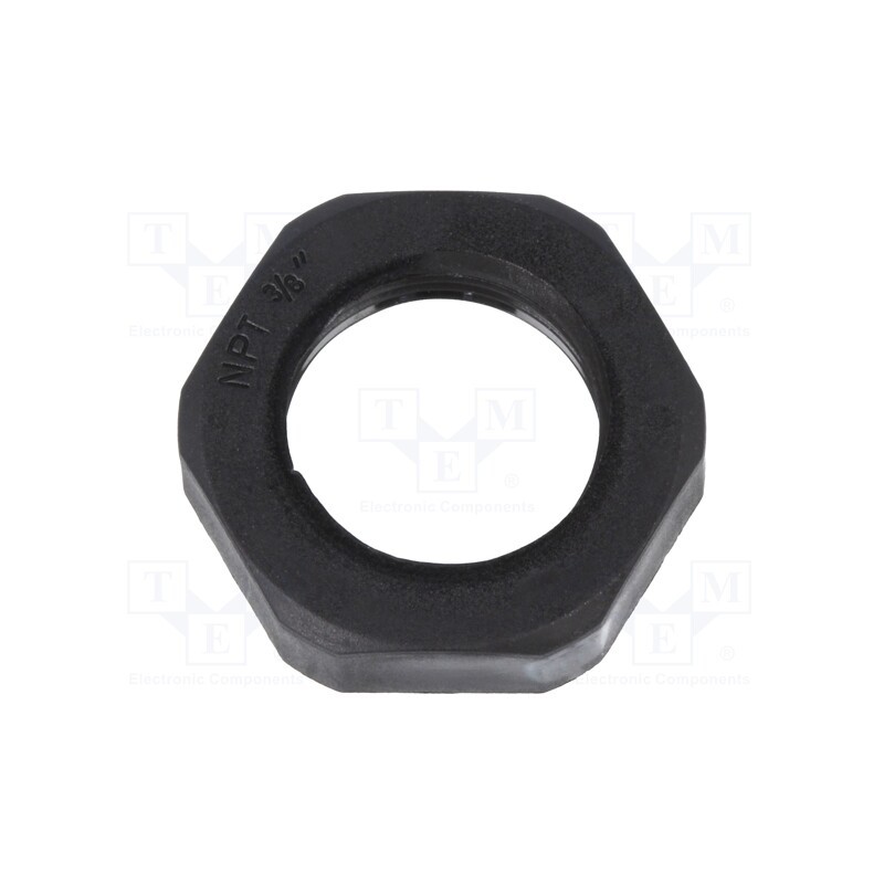 5 pcs x HUMMEL - 1.262.3801.70 - Nut, NPT3/8', polyamide, UL94V-0, Thk: 7mm, Spanner: 24mm, black