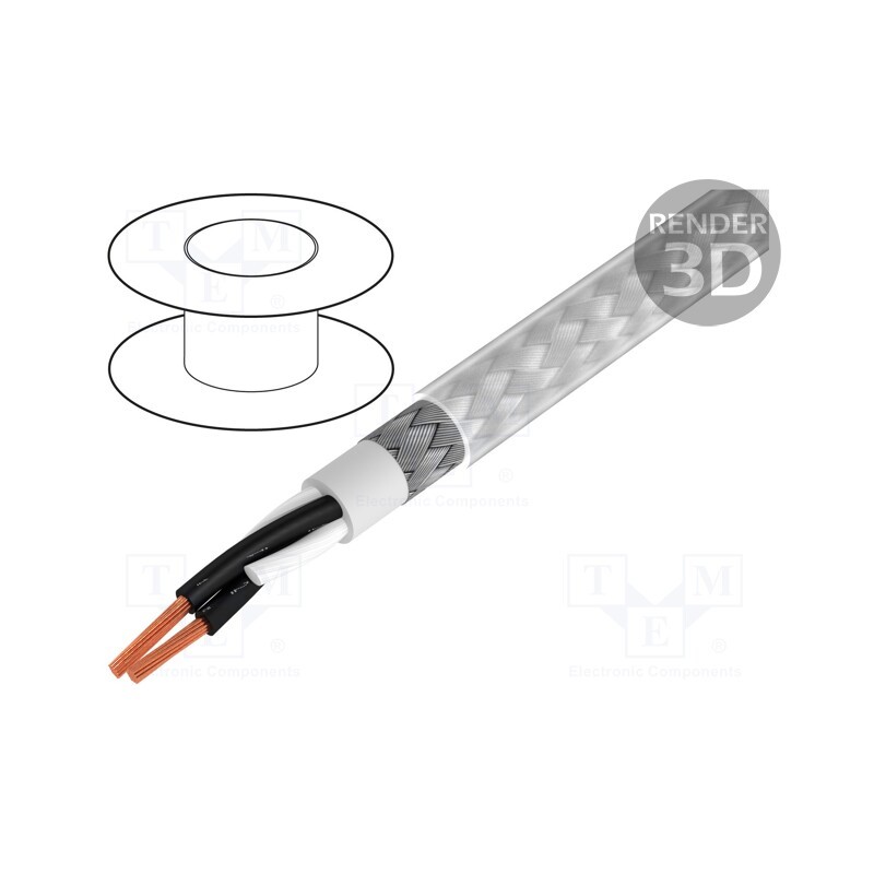 5 m x BITNER - S54351 - Wire, BiT 500 CY, 2x1.5mm2, shielded,tinned copper braid, PVC