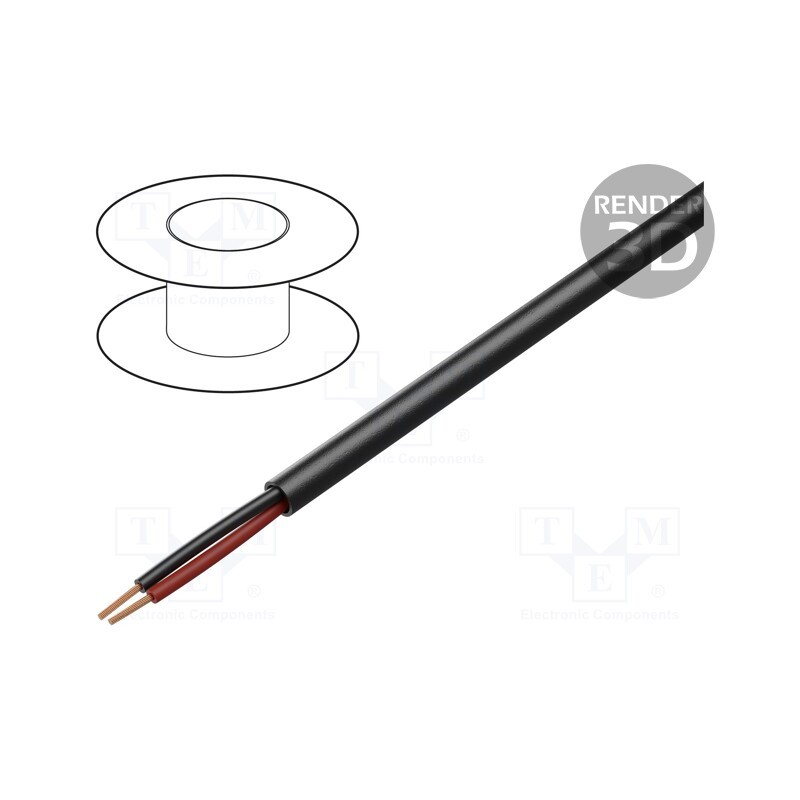 5 m x TASKER - T20 - Wire: loudspeaker cable, 2x17AWG, stranded, OFC, black, unshielded