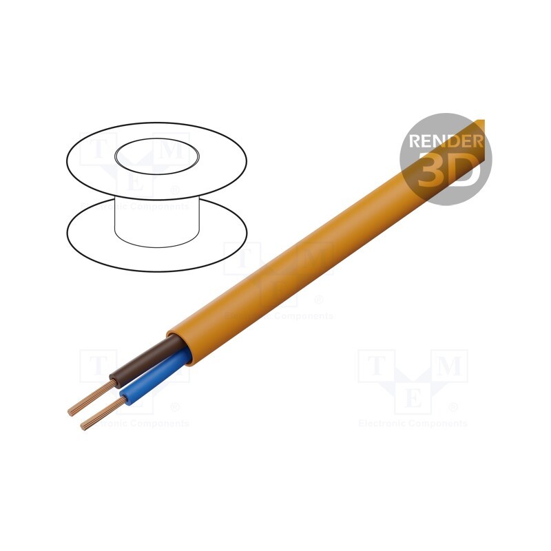 5 m x HELUKABEL - 22054 - Wire, H05BQ-F, 2x1mm2, unshielded, 300V,500V, Cu, stranded, orange