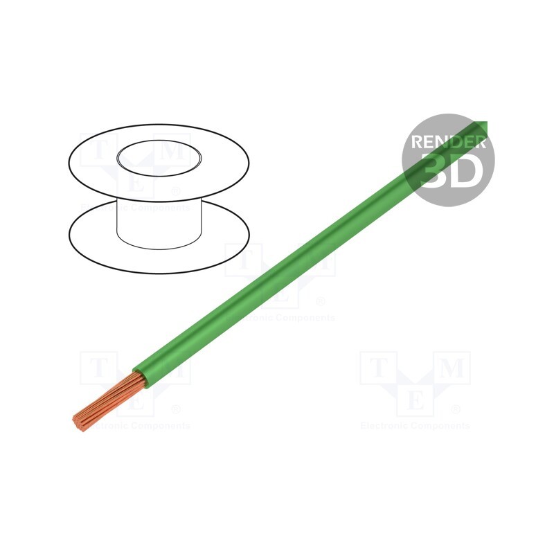 5 m x STu00c4UBLI - 61.7663-25 - Wire, Silivolt®-2V, 1x0.75mm2, stranded, Cu, silicone, green, 1.5kV