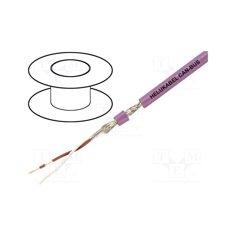 5 m x HELUKABEL - 801573 - Wire, 4x1x0.34mm2, CAN bus, stranded, Cu, PVC, violet, 30V, none