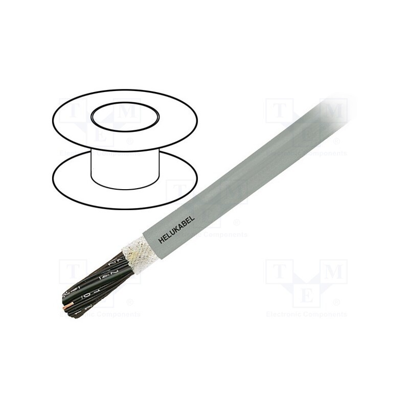 5 m x HELUKABEL - 15055 - Wire: control cable, OZ-HF, 2x1.5mm2, PVC, grey, stranded, Cu, 6.5mm
