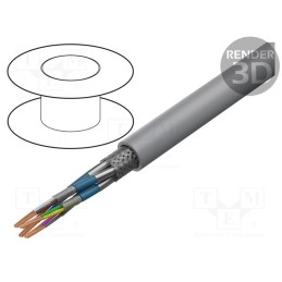 5 m x HELUKABEL - 21067 - Wire, LiYCY-CY, 4x2x0.14mm2, PVC, grey, 350V, flame retardant