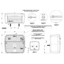 Square combination rear lamp
