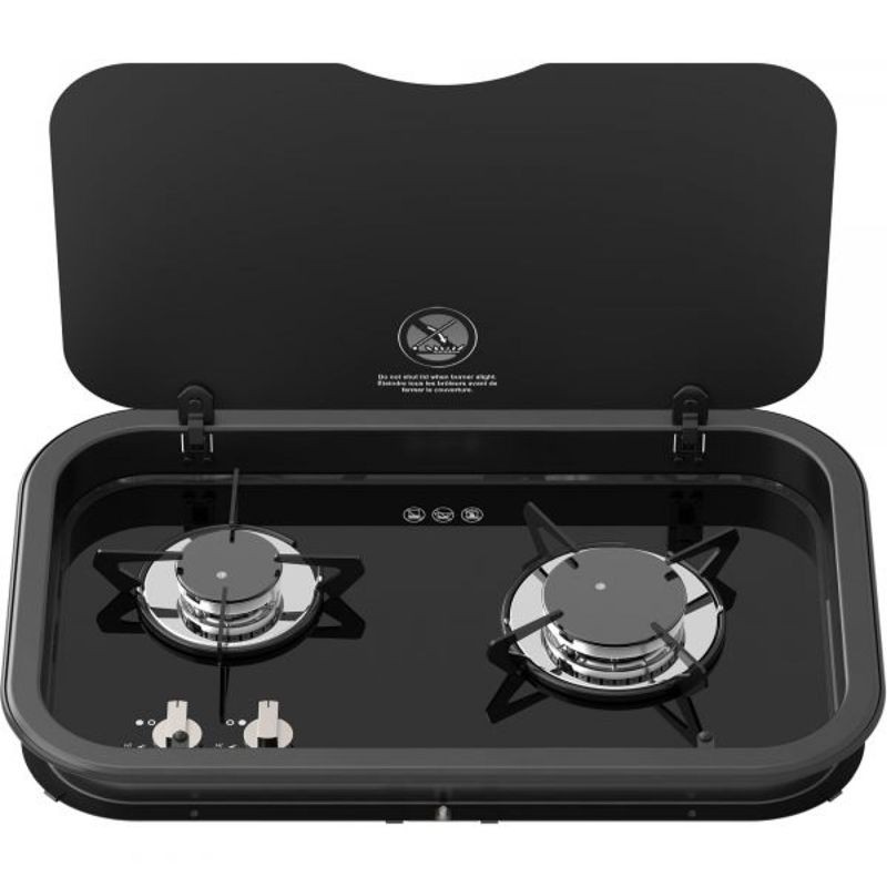 2-burner gas stove with glass cover, series 165 horizontal Thetford