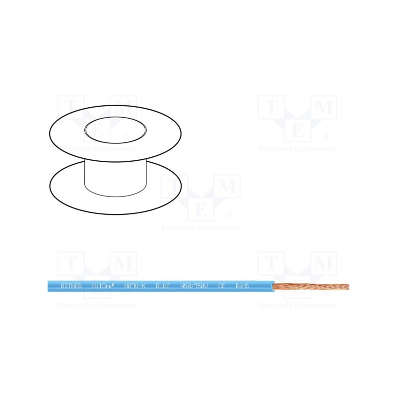 5 m x BITNER - IG2004.06 - Wire, BiTOne,H07V-K, stranded, Cu, 10mm2, PVC, blue, 450V,750V, 100m