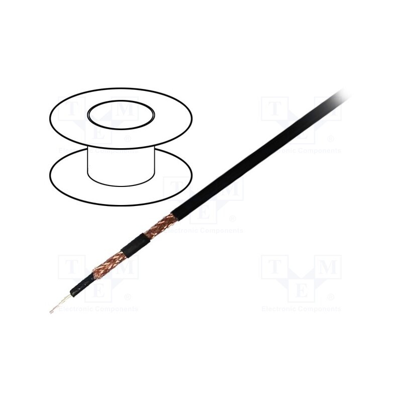 5 m x BELDEN - MRG1781.0050 - Wire: coaxial, RG178, stranded, CCS, PVC, black, 50m, Øcable: 1.8mm