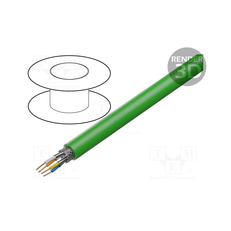 5 m x LAPP - 2170879 - Wire, ETHERLINE® TRAY, 2x2x22AWG, 5, solid, Cu, PVC, green, 6.8mm