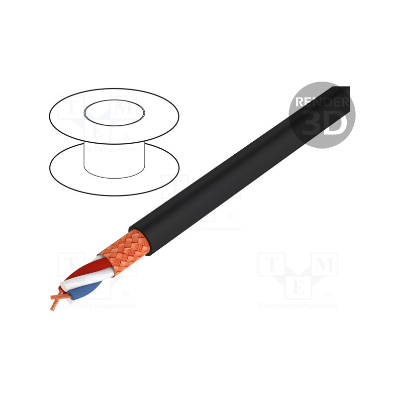 5 m x HELUKABEL - 400040 - Wire: microphone cable, HELUSOUND®, black, Cu, -30÷70°C, PVC, 6.5mm
