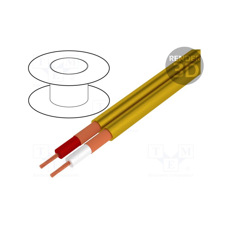5 m x TASKER - C121 YELLOW - Wire: microphone cable, 2x0.25mm2, yellow, OFC, -15÷70°C, PVC