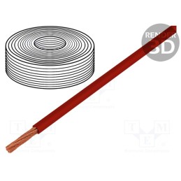 5 m x HELUKABEL - 15114 - Wire, LifY, 1x6mm2, stranded, Cu, PVC, red, 450V,750V, -15÷80°C