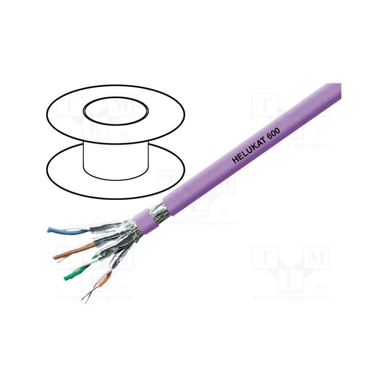 5 m x HELUKABEL - 80810 - Wire, HELUKAT® 600,S/FTP, 4x2x23AWG, 7e, solid, Cu, FRNC, violet