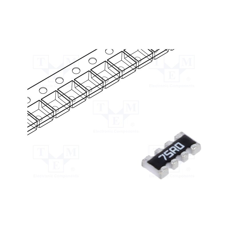 100 pcs x YAGEO - YC164-FR-0775RL - Resistor network: Y, SMD, 75Ω, ±1%, 62.5mW, No.of resistors: 4