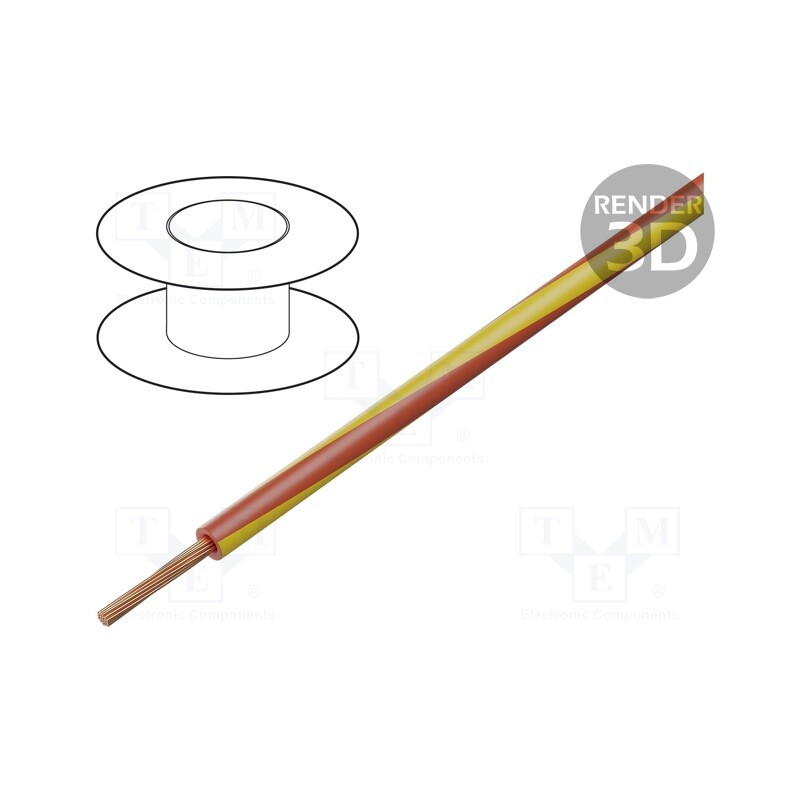 5 m x LAPP - 4522411S - Wire, X07V-K, stranded, Cu, 1.5mm2, PVC, red-yellow, 450V,750V