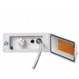 White external shower socket with a handset