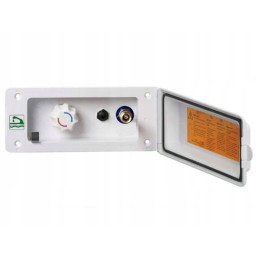 White external shower socket with a handset