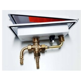 White external shower socket with a handset