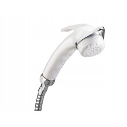 White external shower socket with a handset