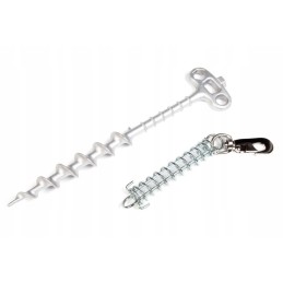 Ground anchor shock absorber for peggy peg dogs