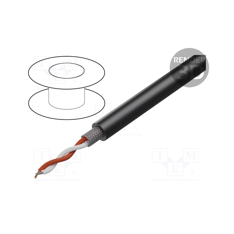 5 m x TASKER - C128 CPR - Wire: microphone cable, 2x0.35mm2, black, OFC, -20÷70°C, CPR: Eca