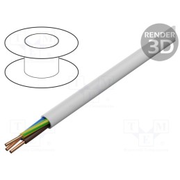 5 m x ELEKTROKABEL - EK-YDY-3X1.5 - Wire, YDY, 3G1.5mm2, round, solid, Cu, PVC, white, 450V,750V, 100m