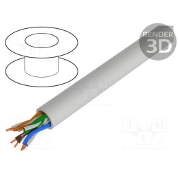 5 m x LAPP - 2170950 - Wire, ETHERLINE® LAN 200,U/UTP, 4x2x24AWG, 5e, solid, Cu, PVC, grey