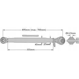 Cable central connector Mtz, turnbuckle, 495 mm
